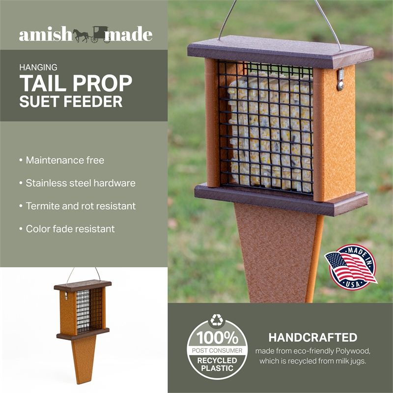 Outdoor Leisure Products Traditional Plastic Bird Feeder with Tail Prop in Brown