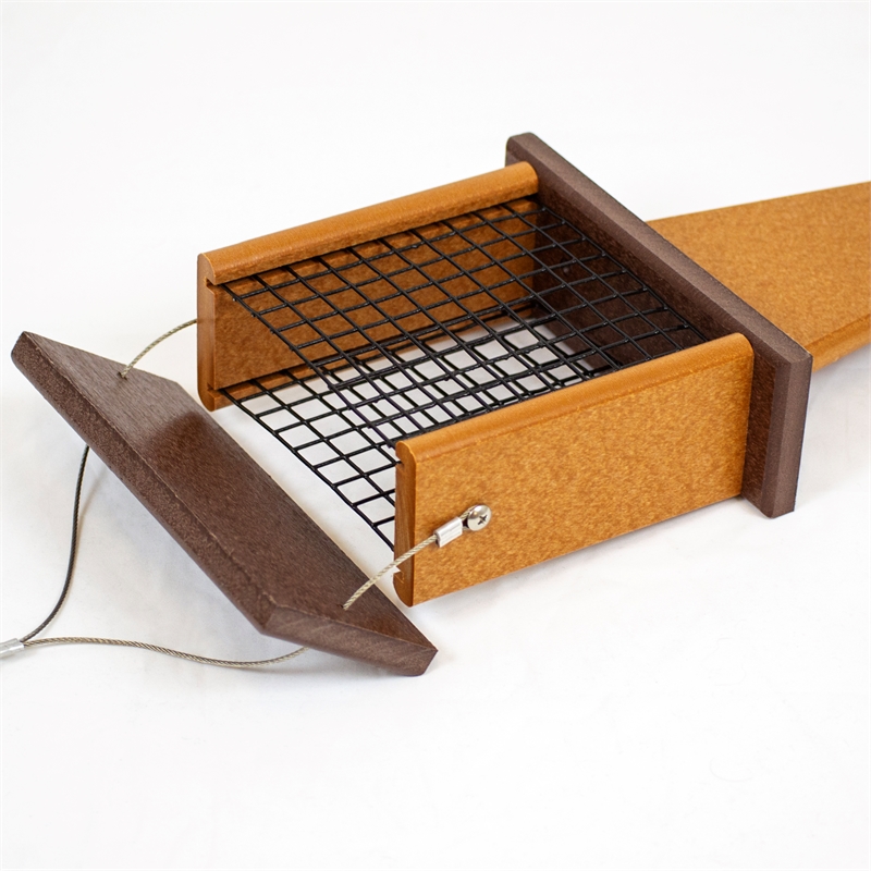 Outdoor Leisure Products Traditional Plastic Bird Feeder with Tail Prop in Brown