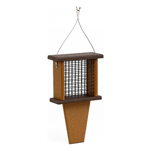 Outdoor Leisure Products Traditional Plastic Bird Feeder with Tail Prop in Brown