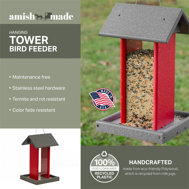 Outdoor Leisure Products Traditional Plastic Tall Bird Feeder in Multi-Color