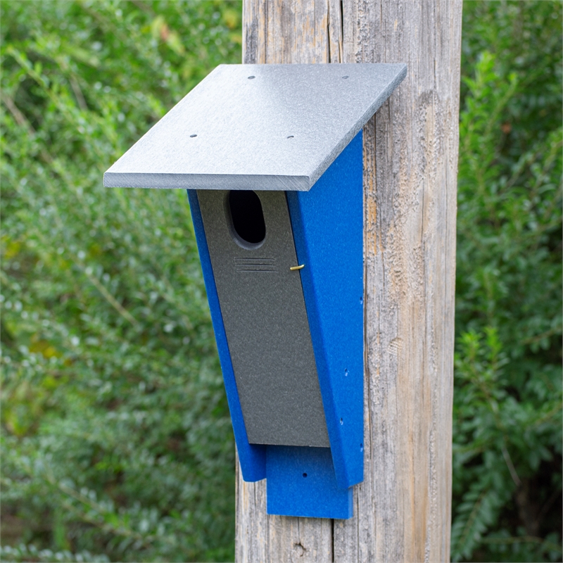Outdoor Leisure Products Peterson Plastic Blue Bird House in Multi-Color