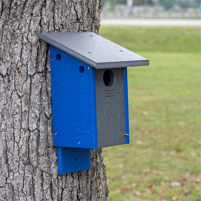 Outdoor Leisure Products Traditional Plastic Blue Bird House in Multi-Color