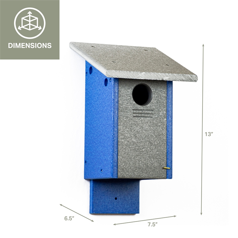 Outdoor Leisure Products Traditional Plastic Blue Bird House in Multi-Color