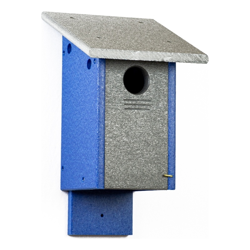 Outdoor Leisure Products Traditional Plastic Blue Bird House in Multi-Color