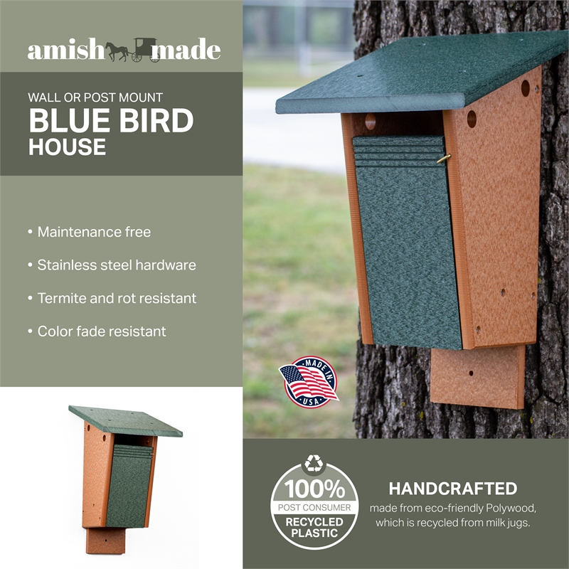 Outdoor Leisure Products Traditional Plastic Blue Bird House in Multi-Color