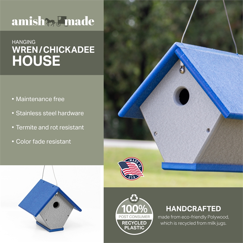 Outdoor Leisure Products Plastic Wren or Chickadee Bird House in Multi-Color