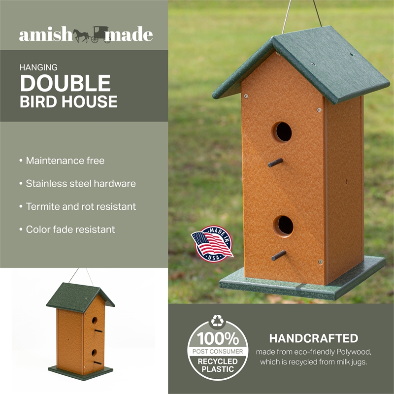Outdoor Leisure Products Traditional Plastic Double Bird House in Multi-Color