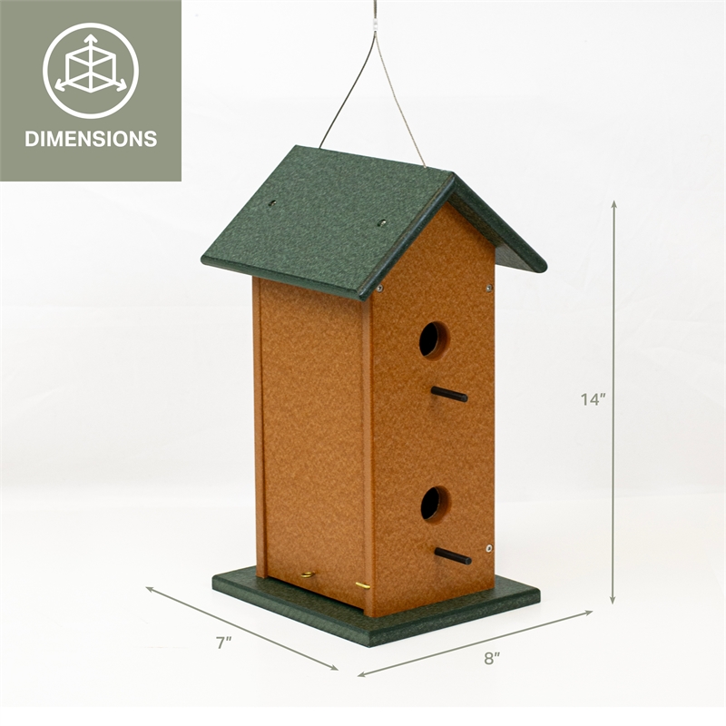 Outdoor Leisure Products Traditional Plastic Double Bird House in Multi-Color