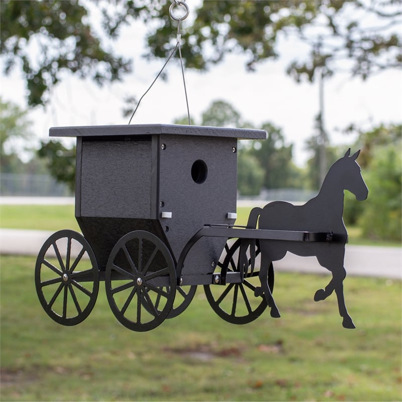 Outdoor Leisure Products Traditional Plastic Buggy Wren House in Black