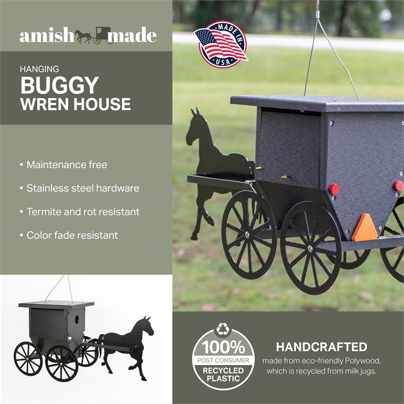 Outdoor Leisure Products Traditional Plastic Buggy Wren House in Black