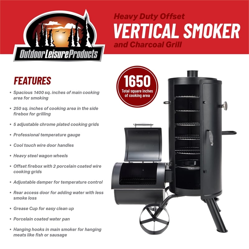 Outdoor Leisure Products Multi Level Vertical Smoker and Charcoal Grill