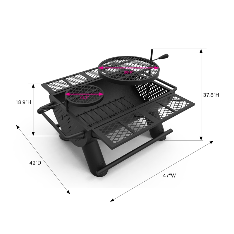 Outdoor Leisure Products Cascade Cauldron Black Steel Wood Burning Fire Pit & Grill