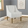 HomePop Traditional Wood and Fabric Stripe Pattern Swoop Accent Chair in Blue