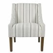 HomePop Traditional Wood and Fabric Stripe Pattern Swoop Accent Chair in Blue