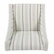 HomePop Traditional Wood and Fabric Stripe Pattern Swoop Accent Chair in Blue