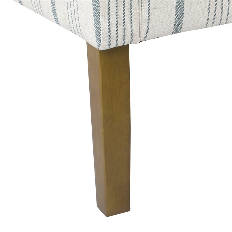 HomePop Traditional Wood and Fabric Stripe Pattern Swoop Accent Chair in Blue