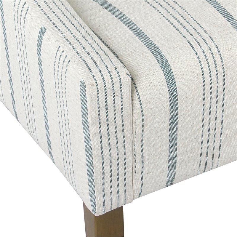 HomePop Traditional Wood and Fabric Stripe Pattern Swoop Accent Chair in Blue