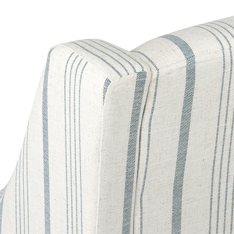 HomePop Traditional Wood and Fabric Stripe Pattern Swoop Accent Chair in Blue