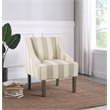HomePop Traditional Wood and Fabric Swoop Arm Accent Chair in Gray