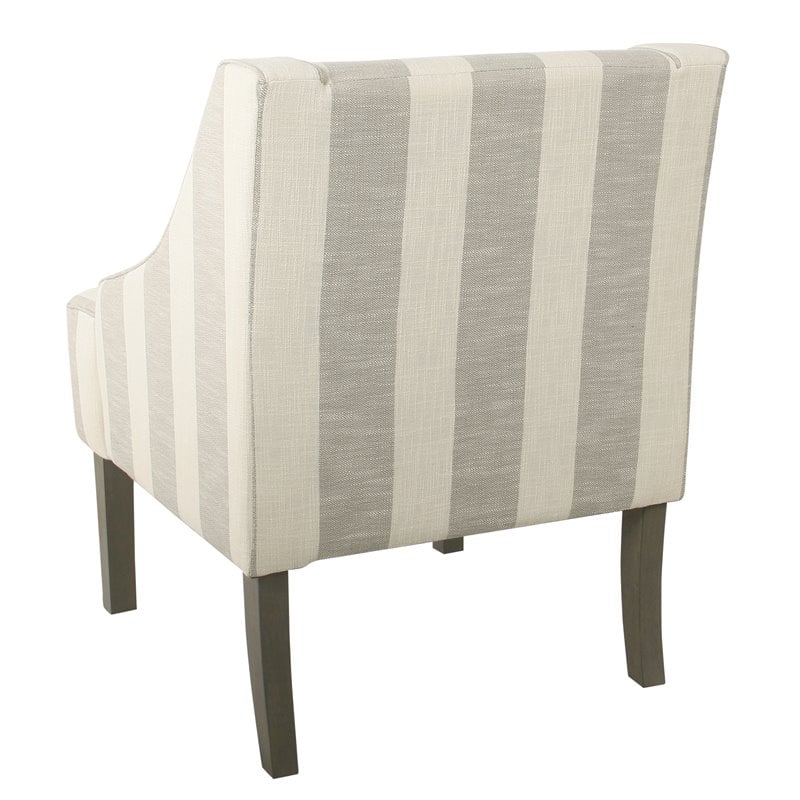 HomePop Traditional Wood and Fabric Swoop Arm Accent Chair in Gray