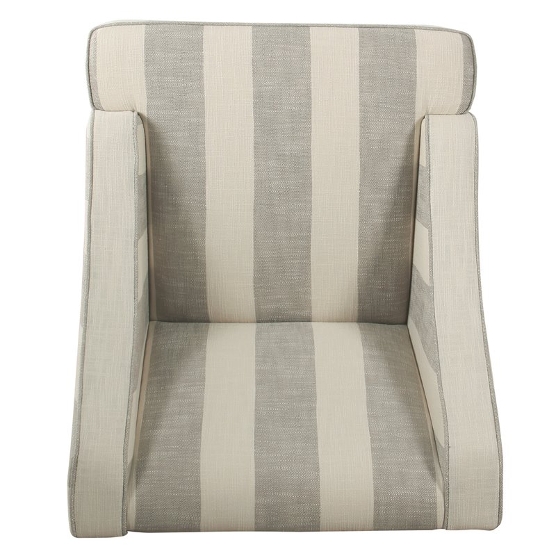HomePop Traditional Wood and Fabric Swoop Arm Accent Chair in Gray