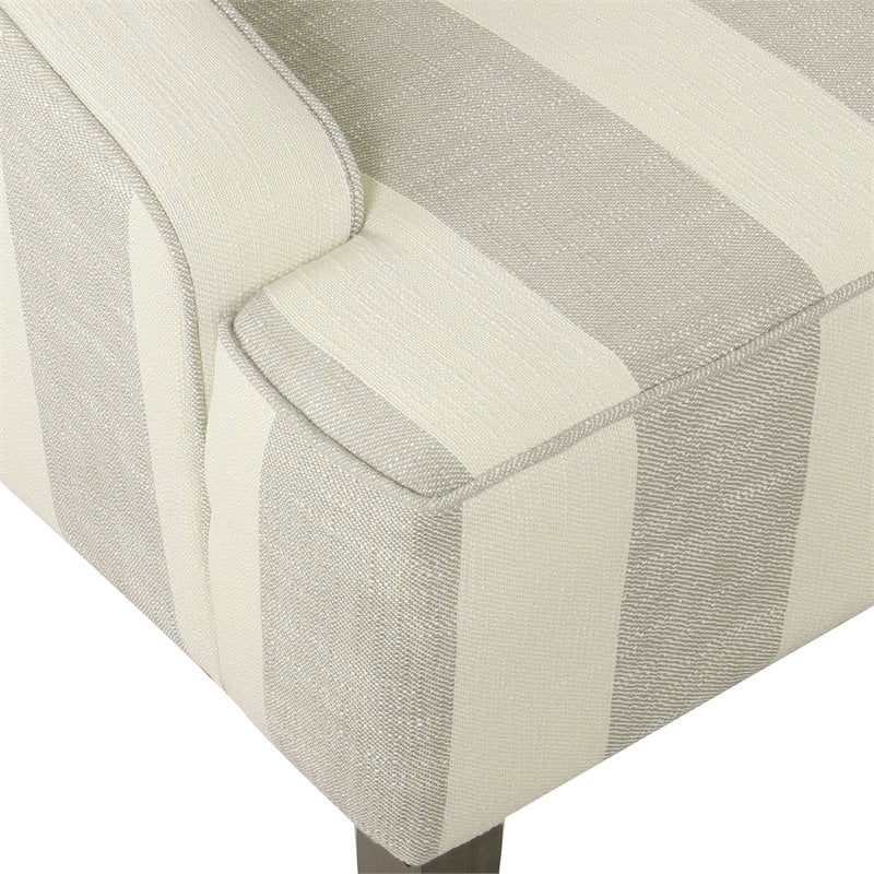 HomePop Traditional Wood and Fabric Swoop Arm Accent Chair in Gray