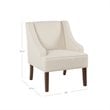 HomePop Traditional Wood and Fabric Swoop Arm Accent Chair in Cream Finish
