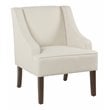 HomePop Traditional Wood and Fabric Swoop Arm Accent Chair in Cream Finish