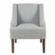 HomePop Traditional Wood and Fabric Swoop Arm Accent Chair in Light Blue