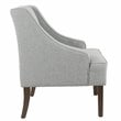HomePop Traditional Wood and Fabric Swoop Arm Accent Chair in Light Blue