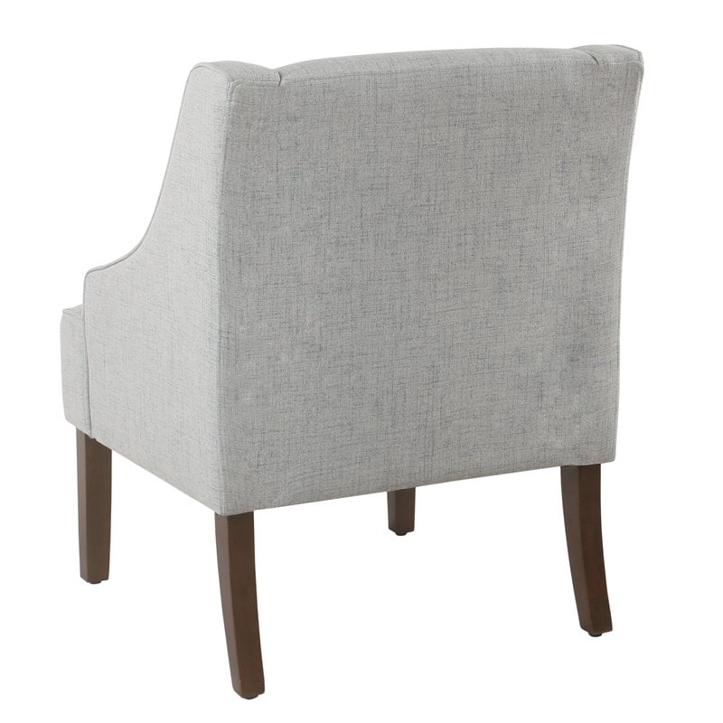 HomePop Traditional Wood and Fabric Swoop Arm Accent Chair in Light Blue