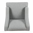 HomePop Traditional Wood and Fabric Swoop Arm Accent Chair in Light Blue