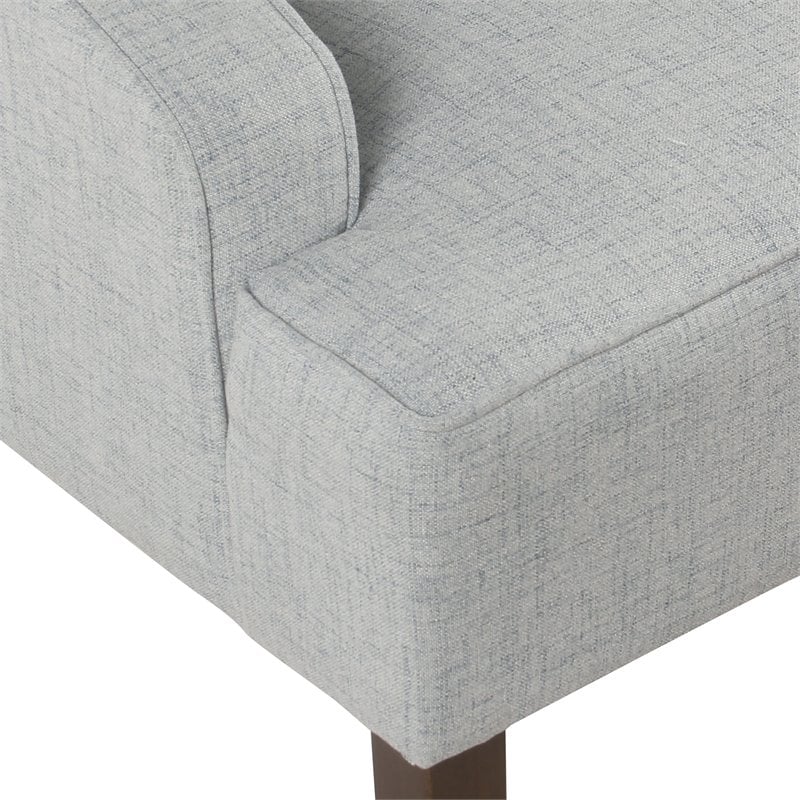 HomePop Traditional Wood and Fabric Swoop Arm Accent Chair in Light Blue