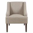 HomePop Traditional Wood and Fabric Swoop Arm Accent Chair in Brown Finish