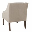 HomePop Traditional Wood and Fabric Swoop Arm Accent Chair in Brown Finish
