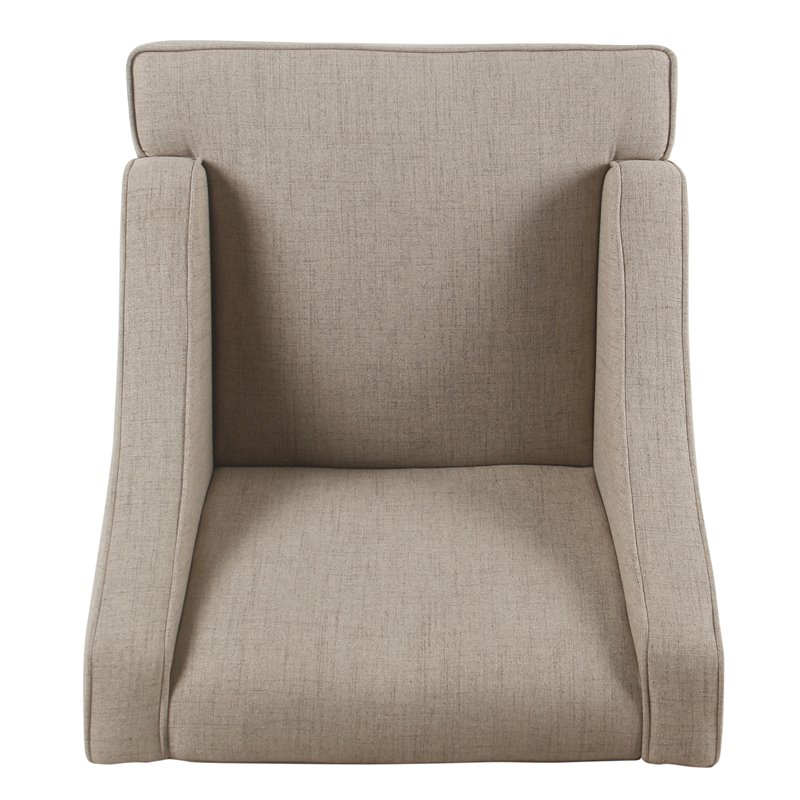 HomePop Traditional Wood and Fabric Swoop Arm Accent Chair in Brown Finish