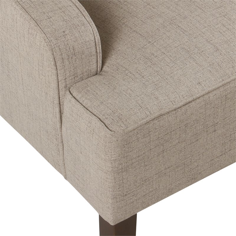 HomePop Traditional Wood and Fabric Swoop Arm Accent Chair in Brown Finish