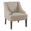 HomePop Traditional Wood and Fabric Swoop Arm Accent Chair in Brown Finish