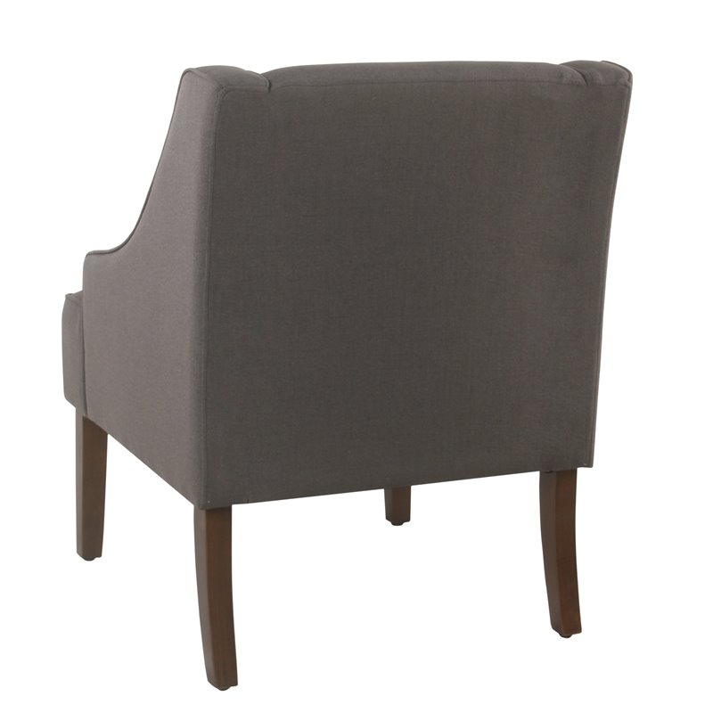HomePop Traditional Wood and Fabric Swoop Arm Accent Chair in Charcoal