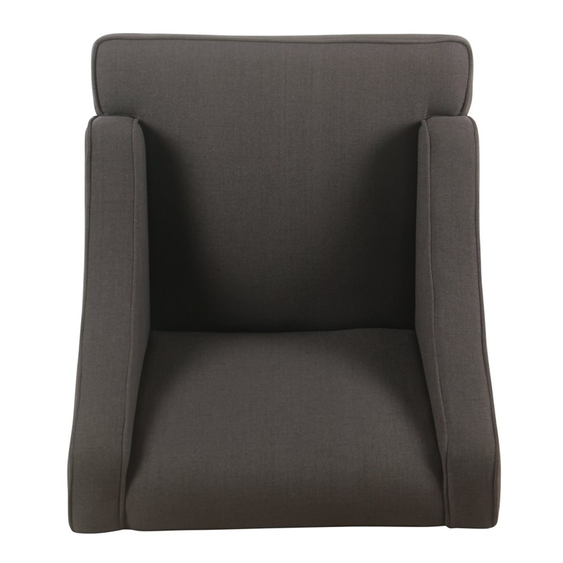 HomePop Traditional Wood and Fabric Swoop Arm Accent Chair in Charcoal