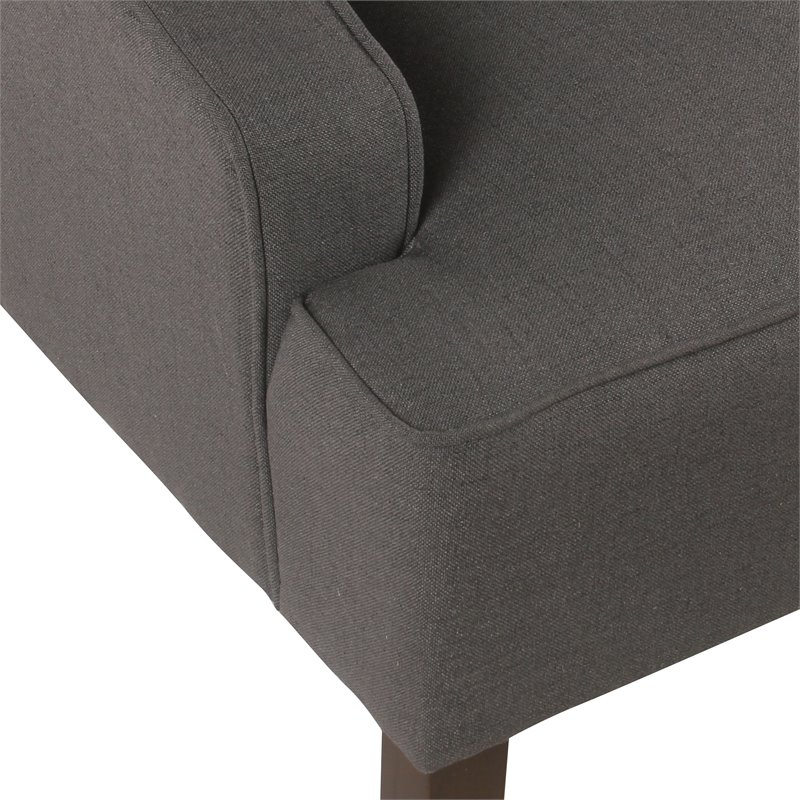 HomePop Traditional Wood and Fabric Swoop Arm Accent Chair in Charcoal