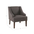 HomePop Traditional Wood and Fabric Swoop Arm Accent Chair in Charcoal