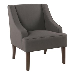 HomePop Traditional Wood and Fabric Swoop Arm Accent Chair in Charcoal