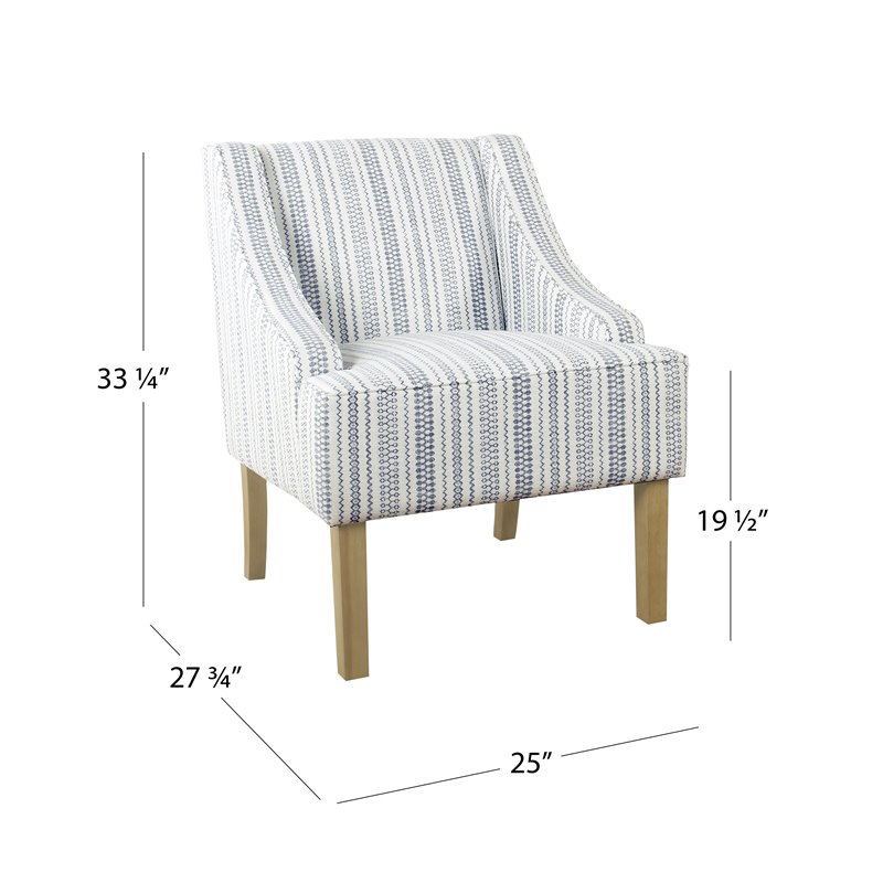 HomePop Traditional Wood & Fabric Stripe Pattern Swoop Accent Chair in Blue