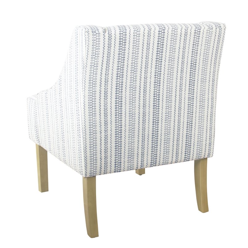 HomePop Traditional Wood & Fabric Stripe Pattern Swoop Accent Chair in Blue