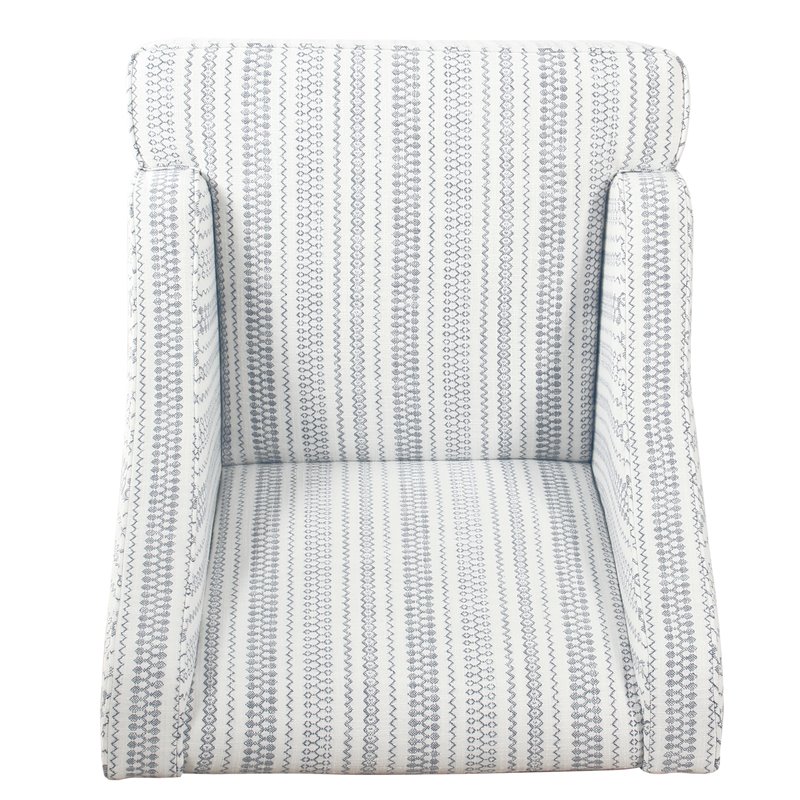 HomePop Traditional Wood & Fabric Stripe Pattern Swoop Accent Chair in Blue