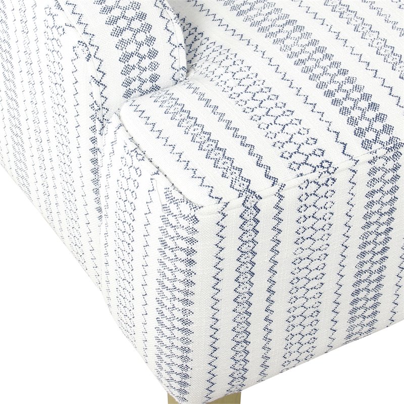 HomePop Traditional Wood & Fabric Stripe Pattern Swoop Accent Chair in Blue