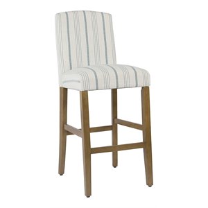 HomePop 29&quot Wood and Fabric Parsons Barstool with High Back in Blue Calypso