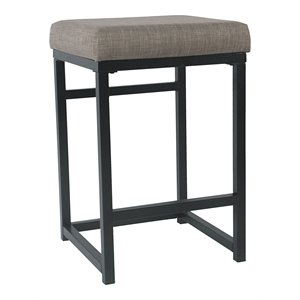 HomePop 24&quot Modern Metal and Fabric Counter Stool with Open Back in Brown