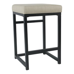 HomePop 24&quot Modern Metal and Fabric Counter Stool with Open Back in Natural